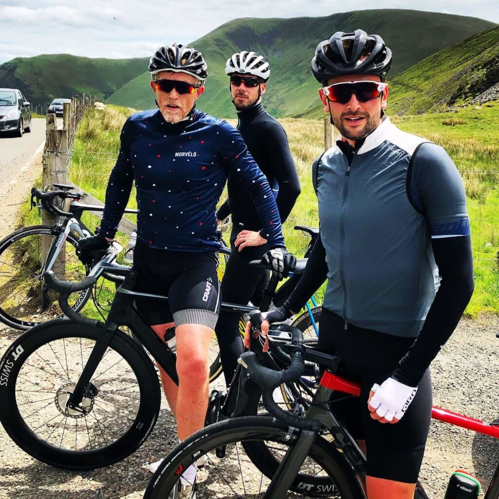 Lee cycling with friends